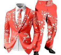 Costume De Noël pour Homme Fêtes Fin D'année Sapin Doré Soirée Gala Veste Pantalon Stretch Confort Cintrée Moderne Tenue Cérémonie Ensemble Bonheur Qualité Supérieure Résistante 2 Pièces Élégant