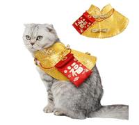 Costume de Nouvel An pour chien et chat, manteau de style chinois pour animal de compagnie, manteau avec nœud et boutons pour anniversaire, bichon, châle pour chat, chiot et petit chien_XS (doré)