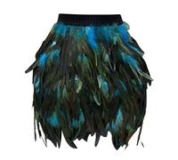Costume de paon pour femme - Jupe à plumes exotique sauvage rétro - Élégante jupe perroquet - Jupe à plumes - Carnaval - Nouvel An - Tenue sexy, #01 bleu ciel., XXL