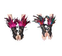 Costume de paon pour femme, manchettes en plumes, boa à plumes, col à plumes, oiseau, cape en plumes, accessoires gothiques, costume de chouette, costume de rabe, cape de plumes de paon, tenue de