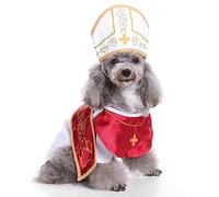 Costume de pape - Costume d'Halloween pour chien sacré - Costume de costumade mignon pour chiots et chiens de petite et moyenne taille - Robe pontife amusante pour événements spéciaux, accessoires