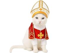 Costume de pape pour chien et chat, chapeau de pape pour chien et chat, tenue de pape pour animal de compagnie, accessoire de costume pour petits chiens et chats, pour fêtes d'animaux de compagnie