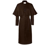 Costume de pasteur pour homme de couleur unie pour Halloween, prêtre médiéval, rétro, cosplay, costume d'Halloween pour homme (marron, L)