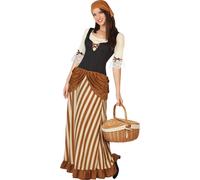 Costume de paysanne médiévale femme brun-beige