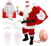 Costume de Père Noël 13 pièces de qualité professionnelle avec accessoires - Déguisement de Père Noël professionnel (XXX-L)