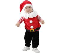 Costume de Père Noël Costume de Père Noël pour Enfants, Quatre pièces avec Chapeau, Tenue fête pour garçons et Filles, vêtements Spectacle fête Vacances n7