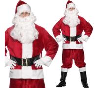 Costume De Père Noël En Peluche Deluxe Pour Adultes Avec Chapeau