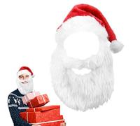 Costume de Père Noël - Ensemble complet en peluche douce | Bonnet de Père Noël | Barbe Saanta adaptée pour les fêtes de Noël, les fêtes de fin d'année, les fêtes de fin d'année, les événements festifs