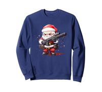 Costume de Père Noël Fusil de Chasse Cool pour la Saison Festive des Armes à feu Sweatshirt, Unisexe pour Adultes, Bleu Marine, L