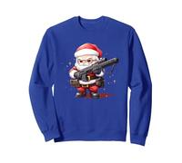 Costume de Père Noël Fusil de Chasse Cool pour la Saison Festive des Armes à feu Sweatshirt, Unisexe pour Adultes, Bleu Royal, XL