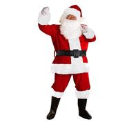Costume De Pere Noel Homme Deguisement Pere Noel Adulte Rouge Ensemble De Fête De Noël, Cosplay Vêtement De Pères Universel De Grande Taille Pantalon À Bande Élastique Tenue De Père Noël 5pc
