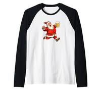 Costume de Père Noël Joyeux avec bière pour Noël Manche Raglan