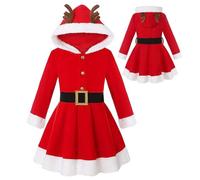 Costume de père Noël, mignon cosplay de Noël rouge pour filles de 3 à 15 ans, robe cosplay de Noël pour déguisements, jeux de rôle, banquets, danses étudiantes, spectacles