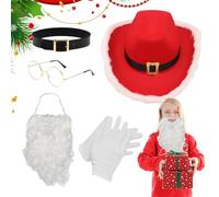 Costume de Père Noël pour | Chapeau rouge | Fourniture de costumes de Noël 5X, accessoires de performance pour tout-petits confortables pour Noël pour