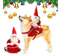 Costume de Père Noël pour chien - Costume de Père Noël - Costume de Noël pour chat et chien - Avec Père Noël - Équitation sur animal de compagnie - Costume de Noël pour chat et chien