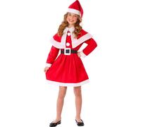 Costume de Père Noël pour fille, rouge-blanc-noir 3-4 ans (98-115 cm)