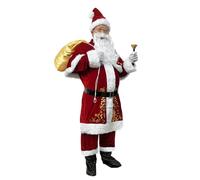 Costume De Père Noël pour Homme, Ensemble De 12 Pièces, Tenue De Luxe en Velours Rouge pour Fête De Noël, pour Toutes Les Occasions A,3XL