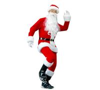 Costume de Père Noël pour homme et femme adulte - Rose - Costume de Père Noël complet - Costume de Père Noël - Vacances - Fête - Cosplay - Costume de Père Noël - 6 pièces