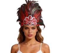 Costume de perroquet pour femme, carnaval, samba, coiffe tendance, plumes, tendance, costume de carnaval, fête à thème, coiffe à plumes, bijou de cheveux pour femme, avec plumes, O rouge., taille