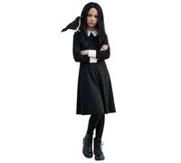 Costume de personnage de livre fantaisie sombre pour fille - Robe noire avec perruque et accessoire corbeau - Costumes de la journée mondiale du livre pour enfants Never Story Hero Gothic Fancy Dress