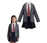 Costume de personnage de livre pour filles - Veste grise, chemise blanche, jupe et cravate noires, costumes de la journée mondiale du livre Roald Dahl pour enfants