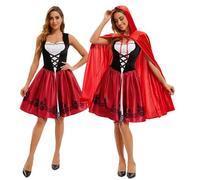 Costume de petit chaperon rouge brodé personnalisé pour femme avec cape