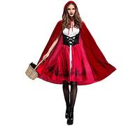 Costume de Petit Chaperon Rouge pour Femme: Déguisement Robe Carnaval avec Cape Fantaisie - Cosplay Halloween Anniversaire Cérémonie Adulte Costume (Rot, S)