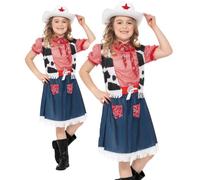 Costume De Petite Cowgirl Sweetie Du Far West Avec Chapeau Âge 4-12