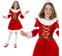 Costume De Petite Fille Miss Noël Robe De Fête De Mme Noël Neuf