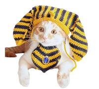 Costume de pharaon canin: robe de compagnie à rayures dorées, costume de chapeau tricoté | Attention à thème antique unique pour petits animaux de compagnie, accessoires de fête, vêtements de cosplay