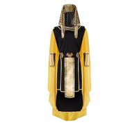 Costume de pharaon égyptien de luxe pour homme - Robe à manches courtes et collier pour carnaval, cosplay (noir, taille S)