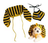 Costume De Pharaon Pour Chien - Tissu En Polyester, Design Tricoté Réglable, Chapeau Rayé Noir Et Doré, Ensemble Bandana Assorti | Costumes D'Halloween Pour Animaux De Compagnie, Pour Petits Et Moyens