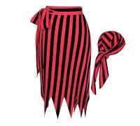 Costume de pirate d'Halloween pour femme - Costume de pirate pour femme - Robe de pirate - Jeu de rôle - Costume de pirate d'Halloween - Tenue de capitaine bandana rayée - Jupes - Accessoire de