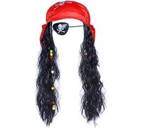 Costume de Pirate perruque halloween costume noir bouclé pirate perruque avec masque oculaire turban set Party accessoires enfants garçons filles adultes