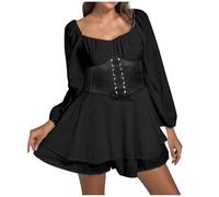 Costume de pirate pour femme - Combinaison en dentelle blanche - Robe courte - Robe de pirate complète - Costume de carnaval - Grandes tailles - Sexy