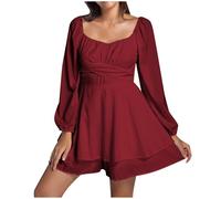 Costume de pirate pour femme - Combinaison pour femme - Lanterne bohème - Manches longues - Nœud papillon - Mini robes - Costume de pirate - Costume de carnaval, costume de Renaissance médiévale