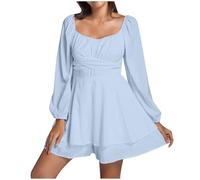 Costume de pirate pour femme - Combinaison pour femme - Lanterne bohème - Manches longues - Nœud papillon - Mini robes - Costume de pirate - Costume de carnaval, costume de Renaissance médiévale