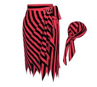 Costume de pirate pour femme, jupes, costume de pirate pour femme, robe de pirate de jeu de rôle, costume de pirate d'Halloween, jupe Renaissance rayée, tenue de capitaine, accessoire de costume de