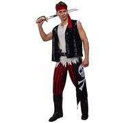 Costume de pirate pour homme avec chemise, pantalon, foulard, carnaval, scène, bal masqué, costume de boucanier