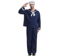 Costume de pirate pour homme avec haut à rayures nautiques
