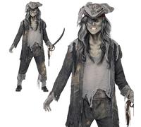 Costume De Pirate Zombie Pour Homme Bateau Fantôme Halloween Tenue De Fête M-XL
