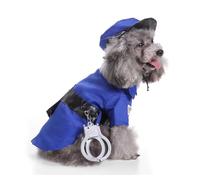 Costume de Police pour Chien, Tenue de Cosplay, Respirant, Drôle, Costume de Chiot pour Teddy, pour Noël et Halloween (Policier Bleu)