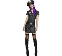 Smiffy's Costume Femme Policier corrompu Fever 31901 – Noir, robe, ceinture et casquette – Taille L