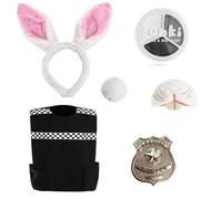 Costume de policier de lapin pour enfants - Grande taille - Costume de flic animal pour filles - Costume de jeu de rôle pour la semaine du livre, Halloween, les fêtes et le plaisir de se déguiser