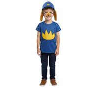 Costume de policier pour enfant - T-shirt bleu, casquette de baseball avec oreilles de chien et nez élastique - Déguisement pour garçons et filles pour la journée mondiale du livre, les jeux de rôle