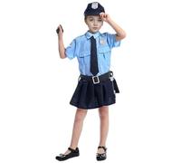Costume de policier pour filles Costume de police mignon pour enfants comprend une jupe, une cravate, ceinture, des costumes d'Halloween couvre-chef