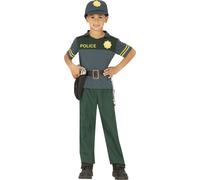 Costume de policier vert pour garçon, taille:110/116