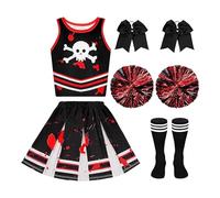 Costume de pom-pom girl - Filles Halloween Masquerade tenue pour carnaval, performance sur scène et événements scolaires avec style de cosplay effrayant, robe de fête pour l'anniversaire, concert, mai