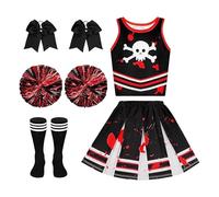 Costume de pom-pom girl - Filles Halloween Masquerade tenue pour carnaval, performance sur scène et événements scolaires avec style de cosplay effrayant, robe de fête pour l'anniversaire, concert, mai