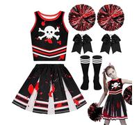 Costume de pom-pom girl - Filles Halloween Masquerade tenue pour carnaval, performance sur scène et événements scolaires avec style de cosplay effrayant, robe de fête pour l'anniversaire, concert, mai